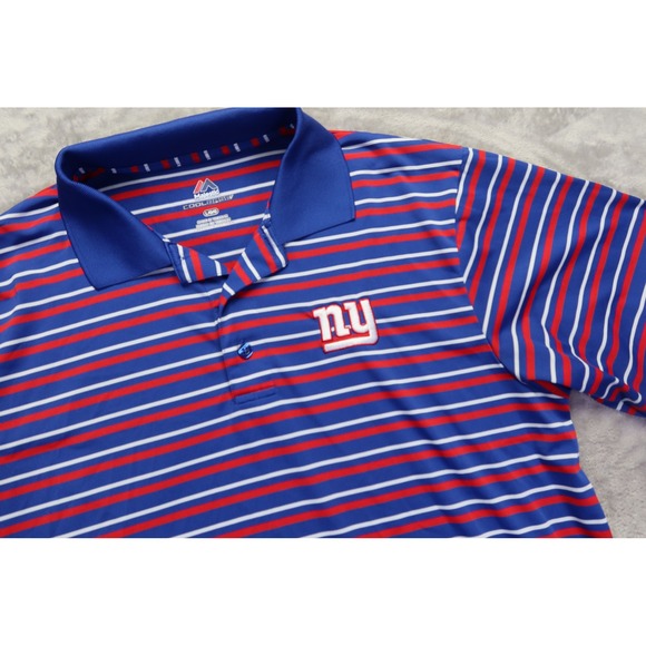 Majestic Other - Majestic CoolBase NY New York Giants NFL Football Striped Polo Shirt Sz L